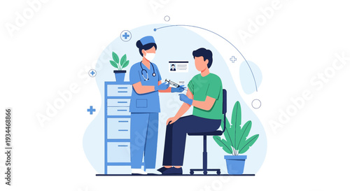 Nurse Administering Vaccine Injection to Patient