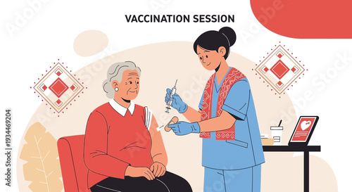 Nurse Administering Vaccine to Elderly Woman
