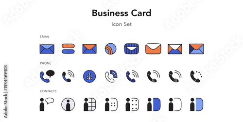Business card icon set, contact information icon, Vector illustration. vector icon

