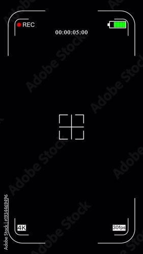 Wallpaper Mural Camera Recording Screen Overlay With Alpha Channel. Camcorder Video Camera Interface Display Black Background. Vertical Video Torontodigital.ca