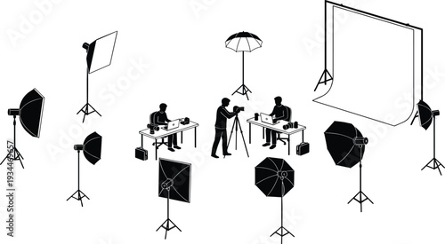 Professional Photography Studio Setup with Models and Equipment for Commercial Shooting Session