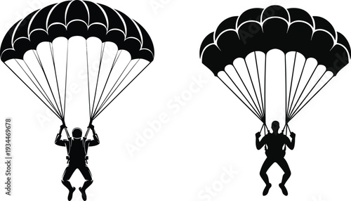 Skydiver Parachute Silhouette Vector Illustration