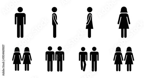 Diverse human illustrations in a symbolic representation of gender. 