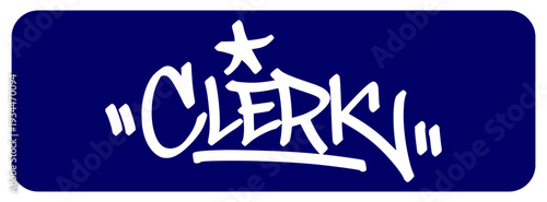Urban Clerk Handwritten Graffiti Tag for Corporate and Office Lifestyle.