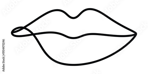 Minimalist single line drawing of human lips
