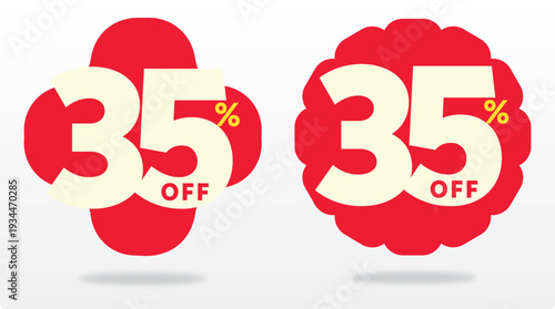 35% template, store, cheap, buy, retail, discount, tag, company, price, value, sign, wholesale, promo, sticker, positive. Banner, offer, icon, vector, percent, off, sale