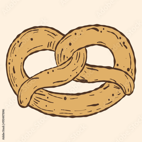 Pretzel Illustration. Soft Pretzel Vector. Bakery Pretzel Icon