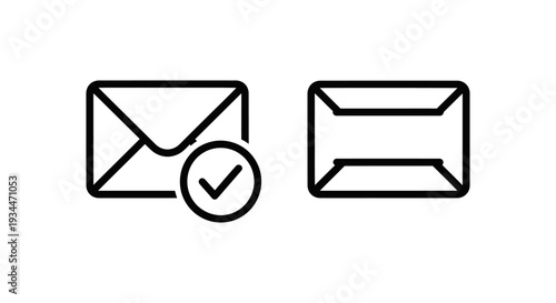 Email compliance and GDPR icons: Envelope with checkmark indicating compliance and a sealed envelope marked GDPR for data privacy.