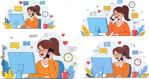 Set of 4 customer service icons vector