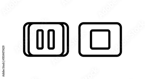Simple vector icons for pause and stop controls on a media player or deck, signifying media control and playback functions.