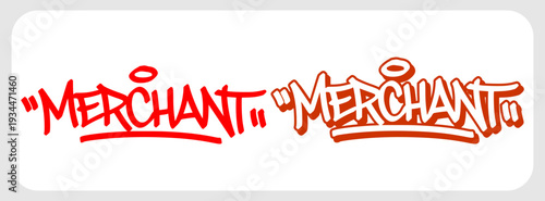 Merchant Red Outline Graffiti Tag Design for Streetwear Business Logo.