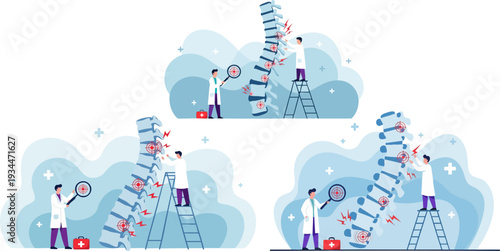 Set of 3 DNA research illustrations vector