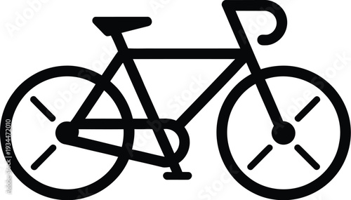Cycling illustration of a simple black bicycle viewed from side