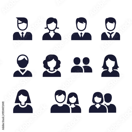 Simplified Human Silhouettes: A collection of simple human silhouettes depicting a variety of people, suitable for use in design projects.