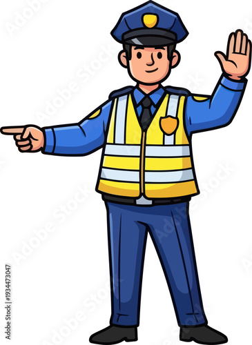 Law enforcement officer directing traffic with hand signals