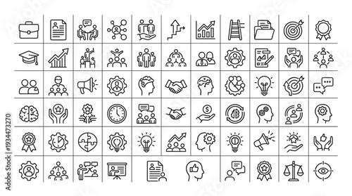 Set of 70 Business and Marketing Line Icons Vector
