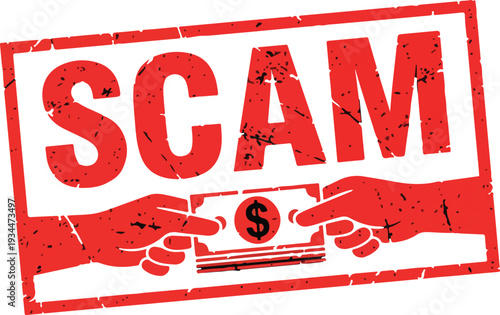 SCAM Fraudulent Transaction | Money Exchange Vector Illustration.