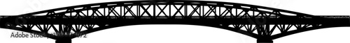 Heavy steel truss bridge silhouette with complex triangular framework