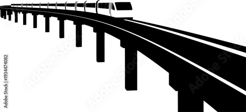 High speed monorail train traveling on an elevated track