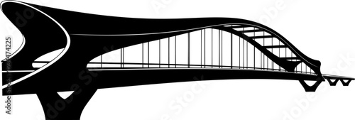 Modern architectural bridge silhouette with sleek curved lines