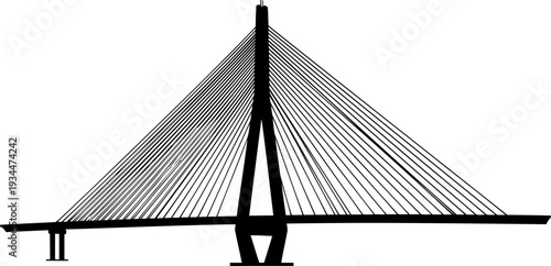 Modern cable stayed bridge silhouette against clear sky