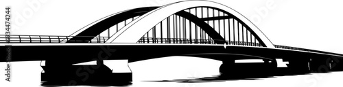 Modern arch bridge structure silhouette for urban infrastructure