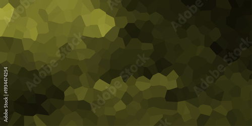 Abstract geometric mosaic pattern with gradient shades of dark and light olive green and yellow creating a textured background for design
