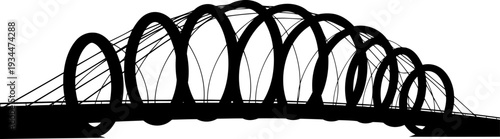 Modern ringed bridge structure side profile