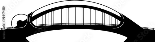 Sleek modern arch bridge silhouette with thin support lines