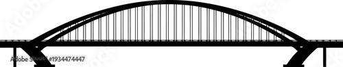Symmetrical arch bridge silhouette side profile