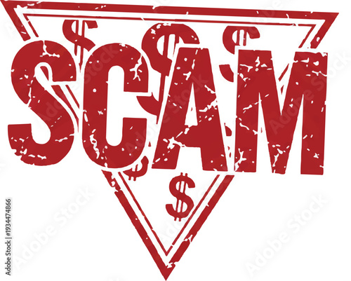SCAM Financial Fraud Warning | Dollar Sign Triangle Vector Illustration.