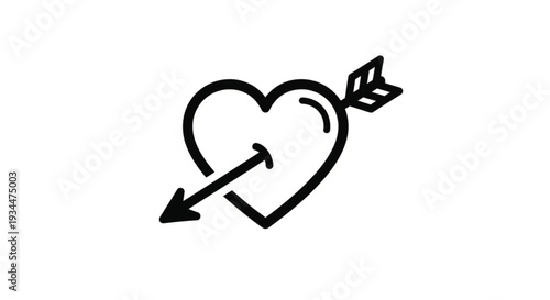 A simple line drawing of a heart pierced by an arrow