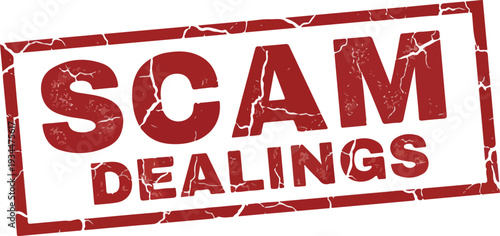 SCAM DEALINGS Fraud Alert | Distressed Red Stamp Vector art.