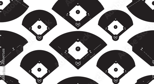 Seamless Pattern of Black and White Vinyl Records Design