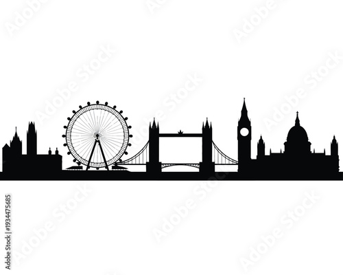 Iconic london skyline featuring the london eye and tower bridge