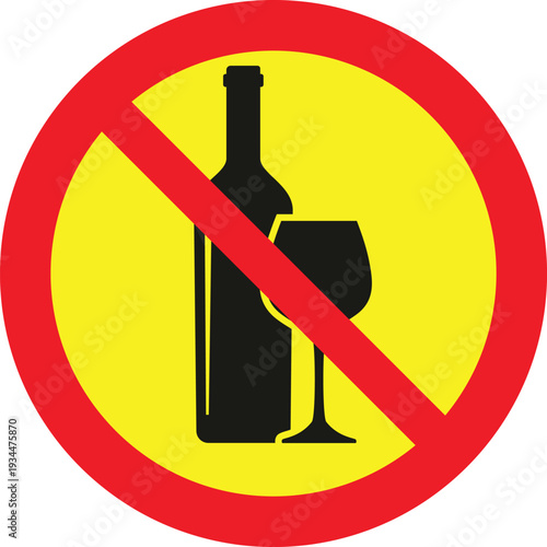 Wallpaper Mural No alcohol allowed sign with wine bottle and glass icon in red circle Torontodigital.ca