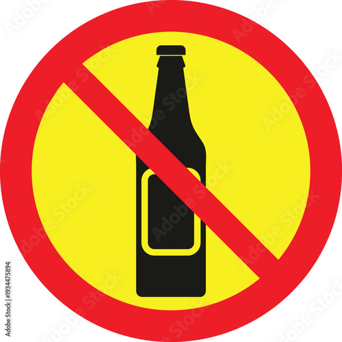 Wallpaper Mural No alcohol allowed sign with a beer bottle icon in a red circle on a yellow background Torontodigital.ca