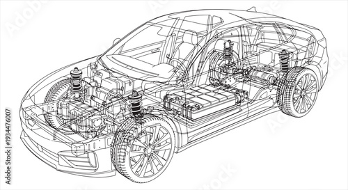 Vehicle Mechanical Blueprint – Automotive System CAD Technical Drawing
