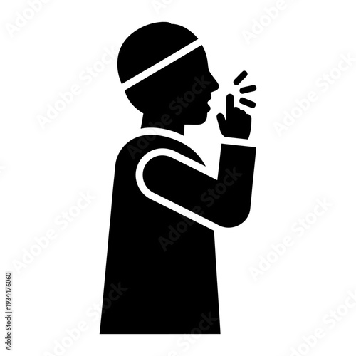 Man coughing or sneezing silhouette icon representing hygiene and health