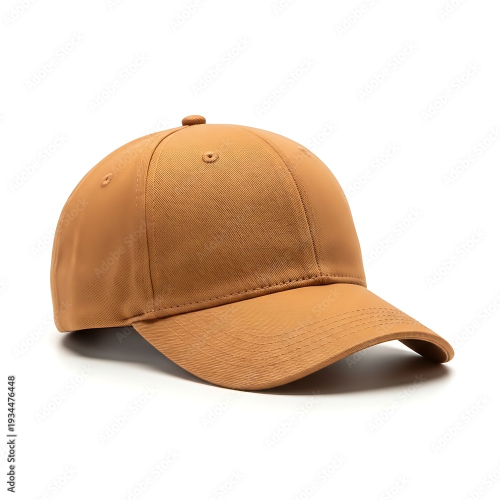 Fototapeta premium Plain orange baseball cap for summer days on white background