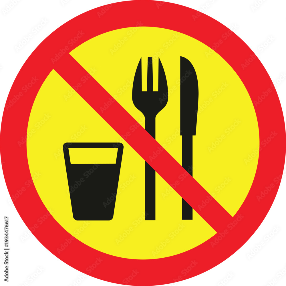 custom made wallpaper toronto digitalNo eating or drinking allowed sign with fork knife and glass