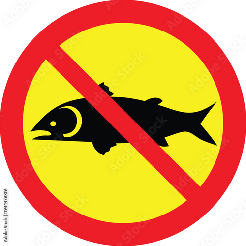 Wallpaper Mural no fishing sign with fish silhouette on yellow background Torontodigital.ca