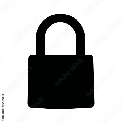 Black padlock icon isolated on white background for security and protection.