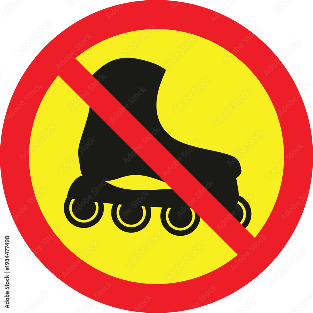 custom made wallpaper toronto digitalno roller skating sign with red circle and line through black skate on yellow background