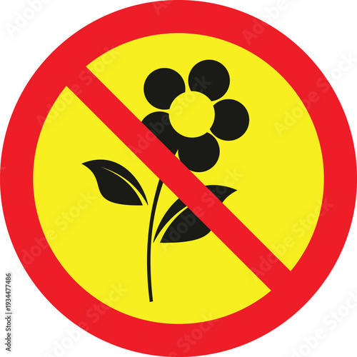 Wallpaper Mural no picking flowers sign with red circle and line through it Torontodigital.ca