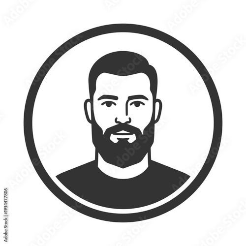 circle around a man's face for a haircut logo
