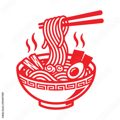Ramen noodle logo with chopsticks