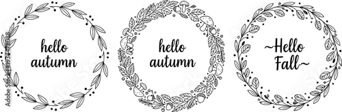 Autumn and Fall Floral Wreath Designs with 'Hello Autumn' and 'Hello Fall' Typography