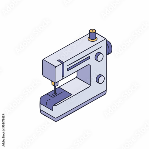 Isometric Detailed Sewing Machine Quilting Tool Creative Hobby Equipment Illustration
