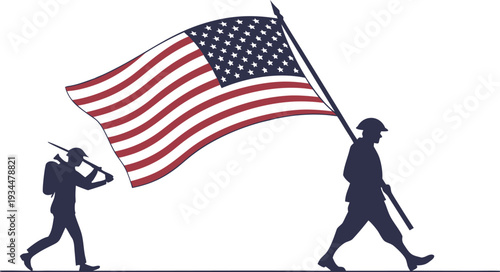 American soldiers marching with waving usa flag american flag military memorial day